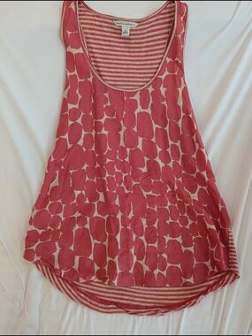 Banana Republic SILK Coral-Pink Patterned Scoop Tank
